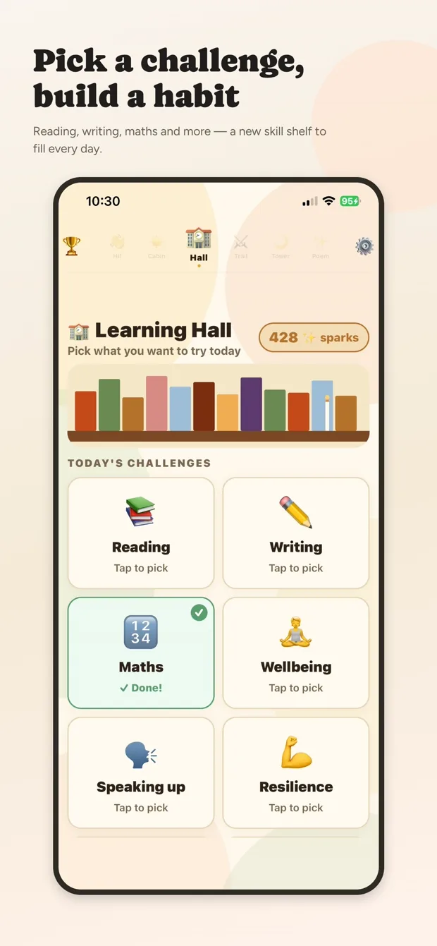 Spark's Learning Hall screen.